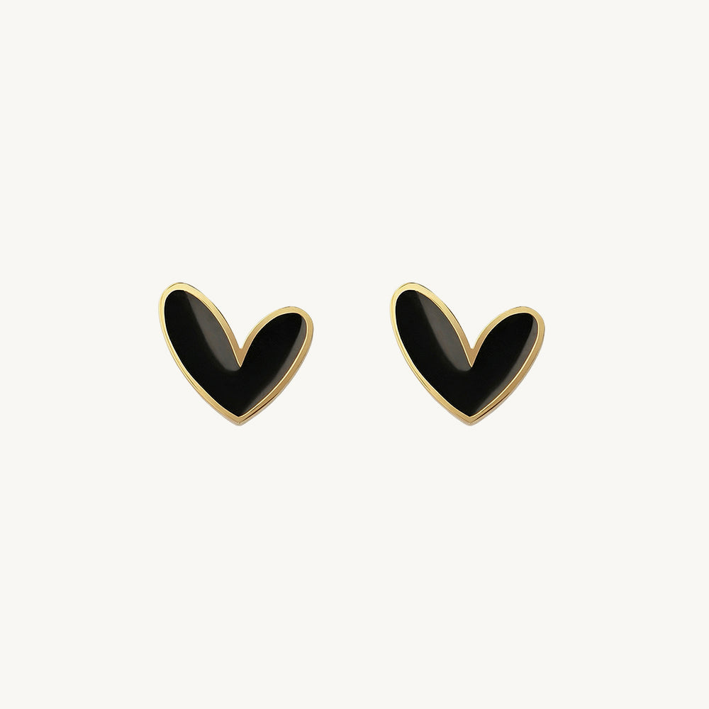 Mini Noir Heart Stud Earrings