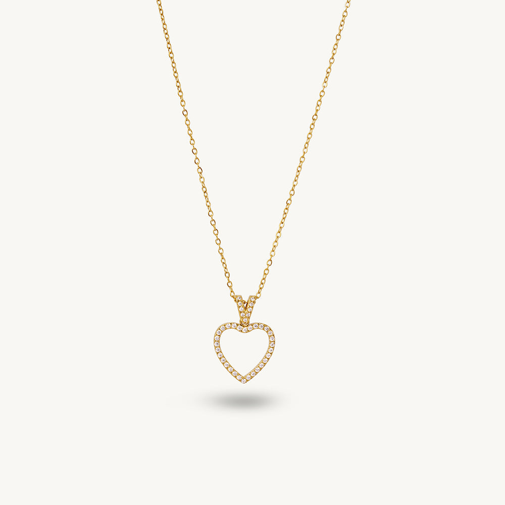 Gilded Crystal Heart Necklace