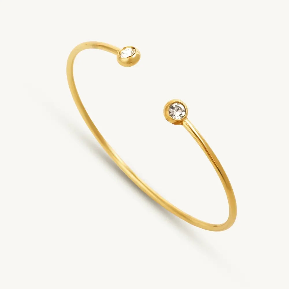 Crystal End Open Cuff Bracelet