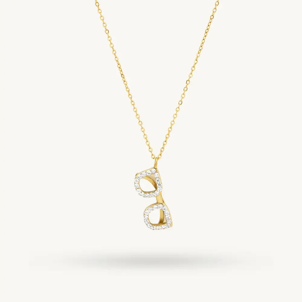 Crystaline Eyeframe Pendant Necklace