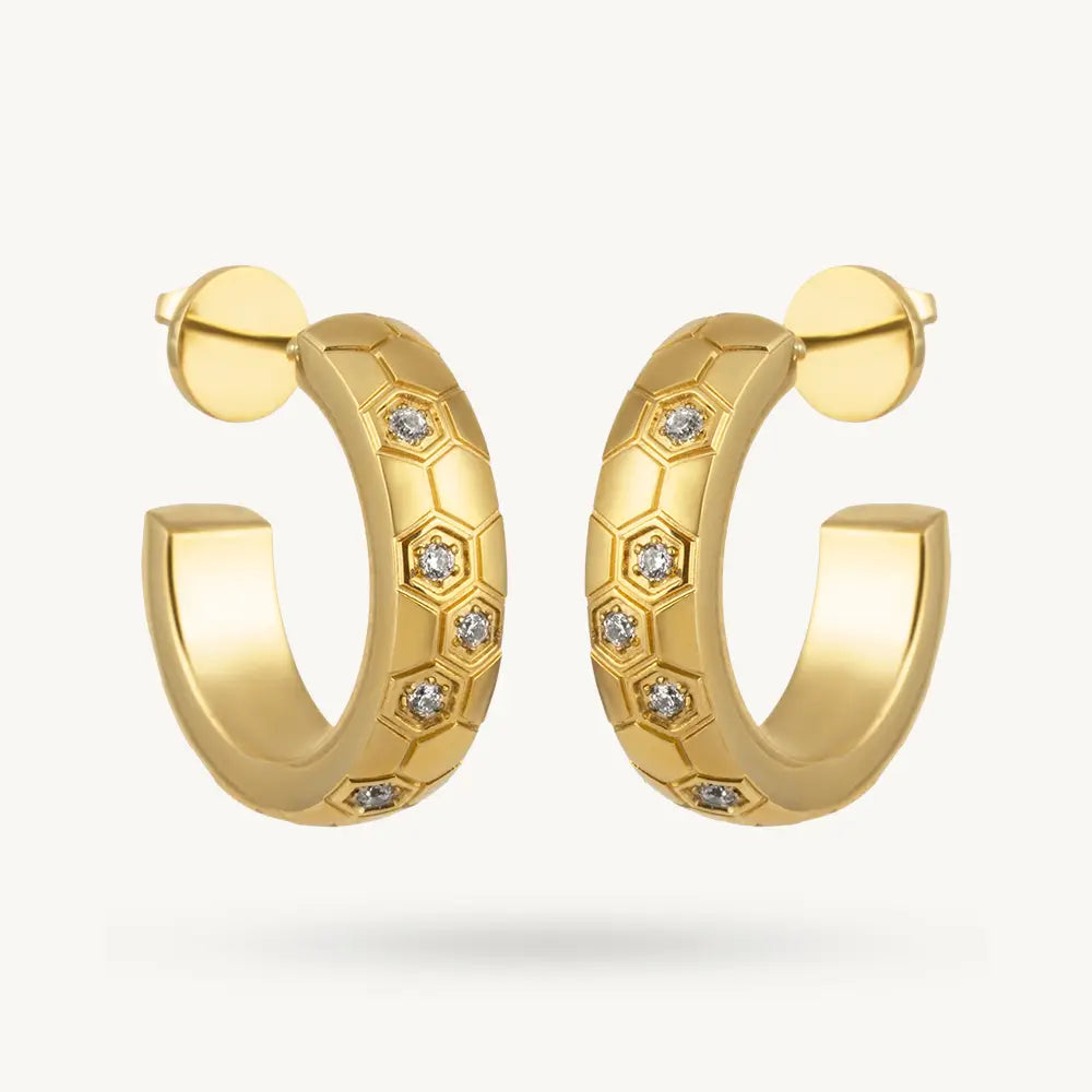 Sculpted Textured Half Hoop Earring