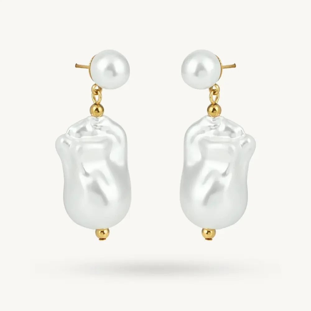 Irregular Pearl Accent Drop Earring