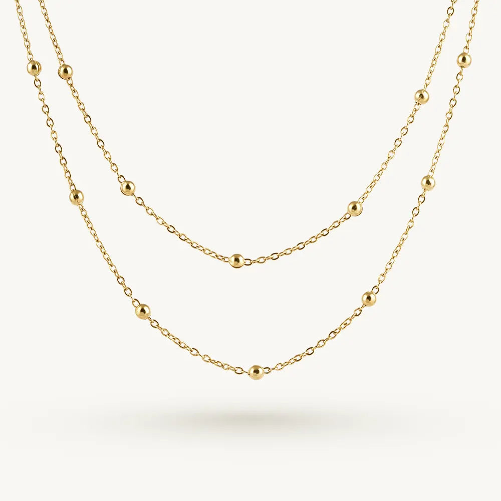 Contour Beaded Layered Necklace