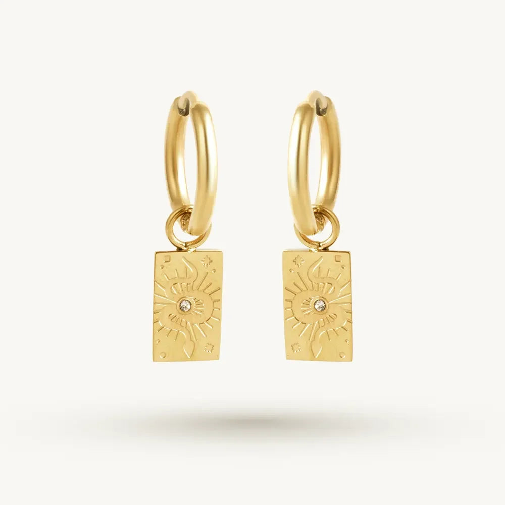 Mini Charm Drop Hoop Earrings