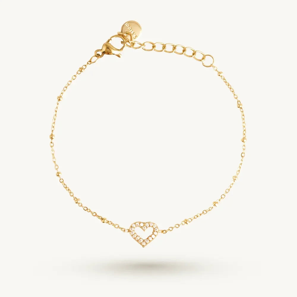 Gleaming Heart Motif Chain Bracelet