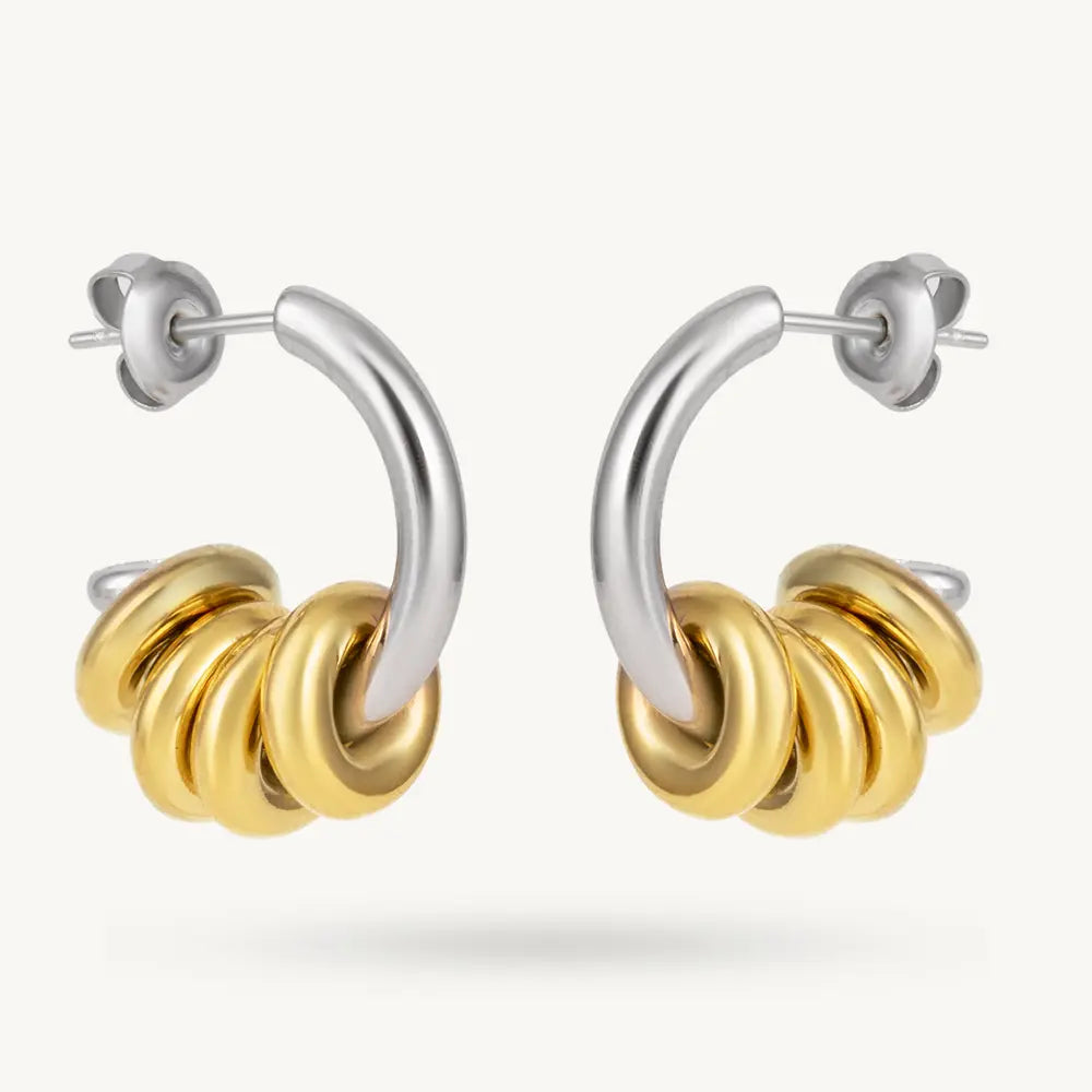 Round Rings Dual Tone Hoop Earring