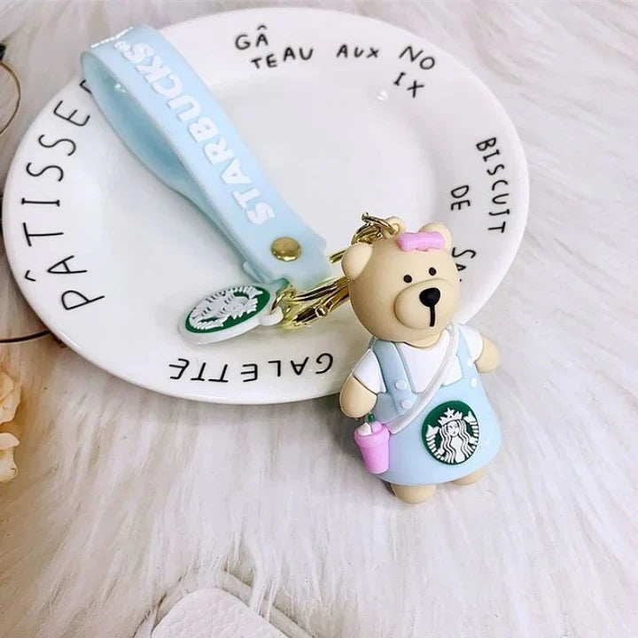 Star Bucks Bear Blue Keychain | Silicone Lanyard | Premium Keychains |