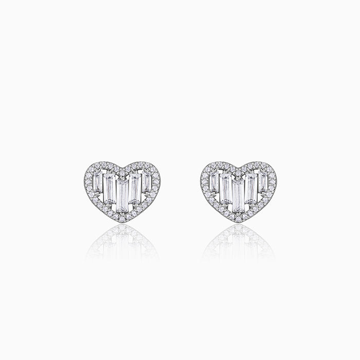 Silver Cute Heart Studs