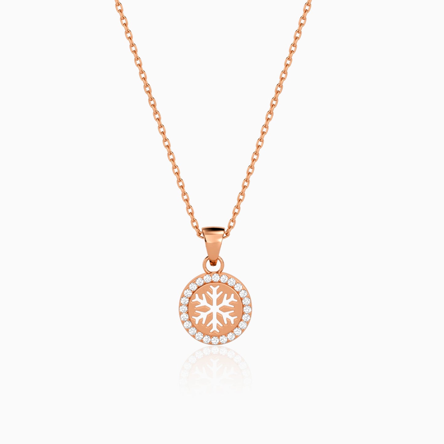 Rose Gold Snowira Pendant with Link Chain