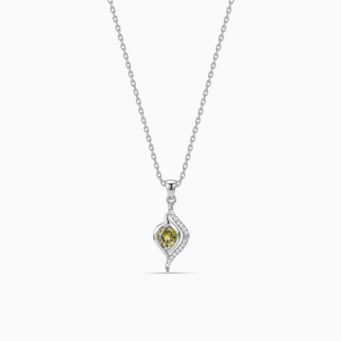 Silver Veyra Pendant With Link Chain