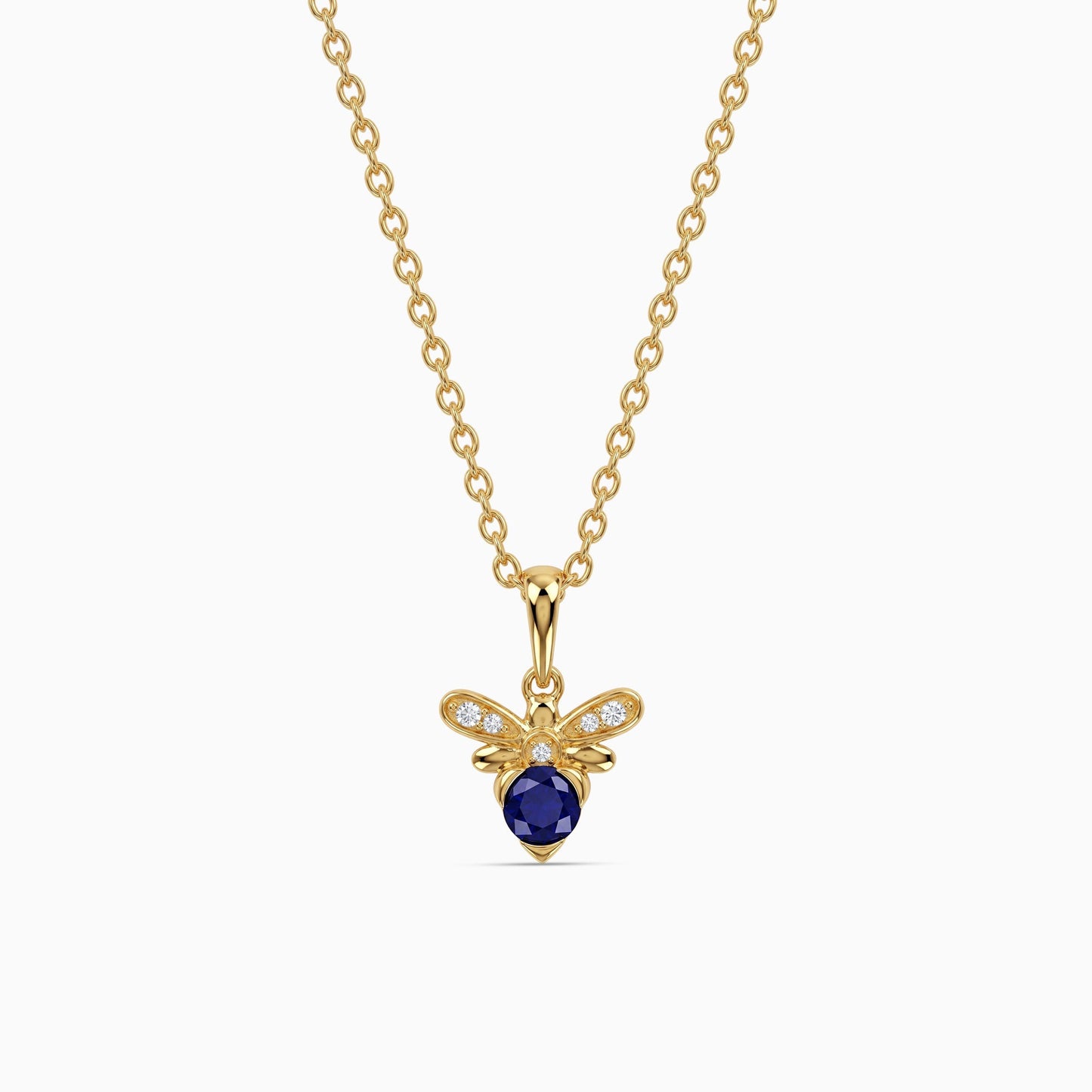 Golden Bee Blue Stone Pendant With Link Chain