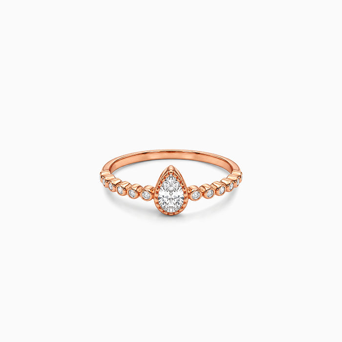 Rose Gold Bubbles Pear Ring (Size 12)