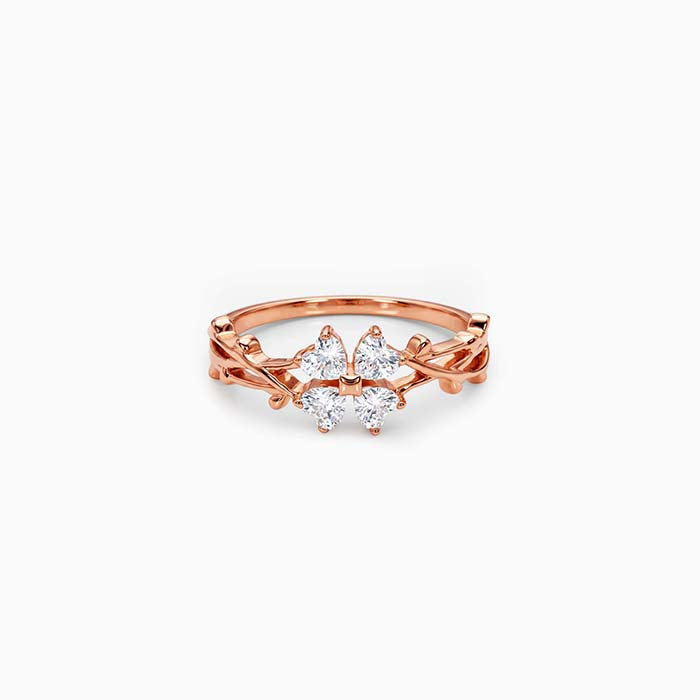 Rose Gold Heart Branch Ring (Size 12)