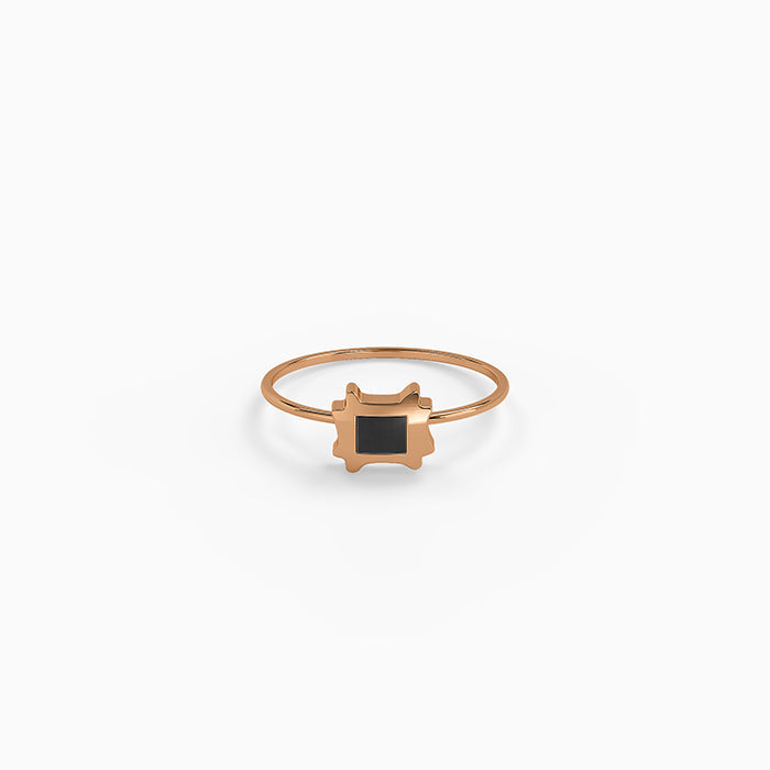 Rose Gold Obsidian Bloom Ring (Size 12)