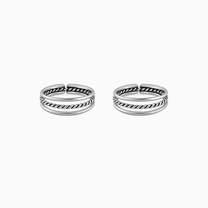 Oxidised Silver Footsie Bling Toe Rings