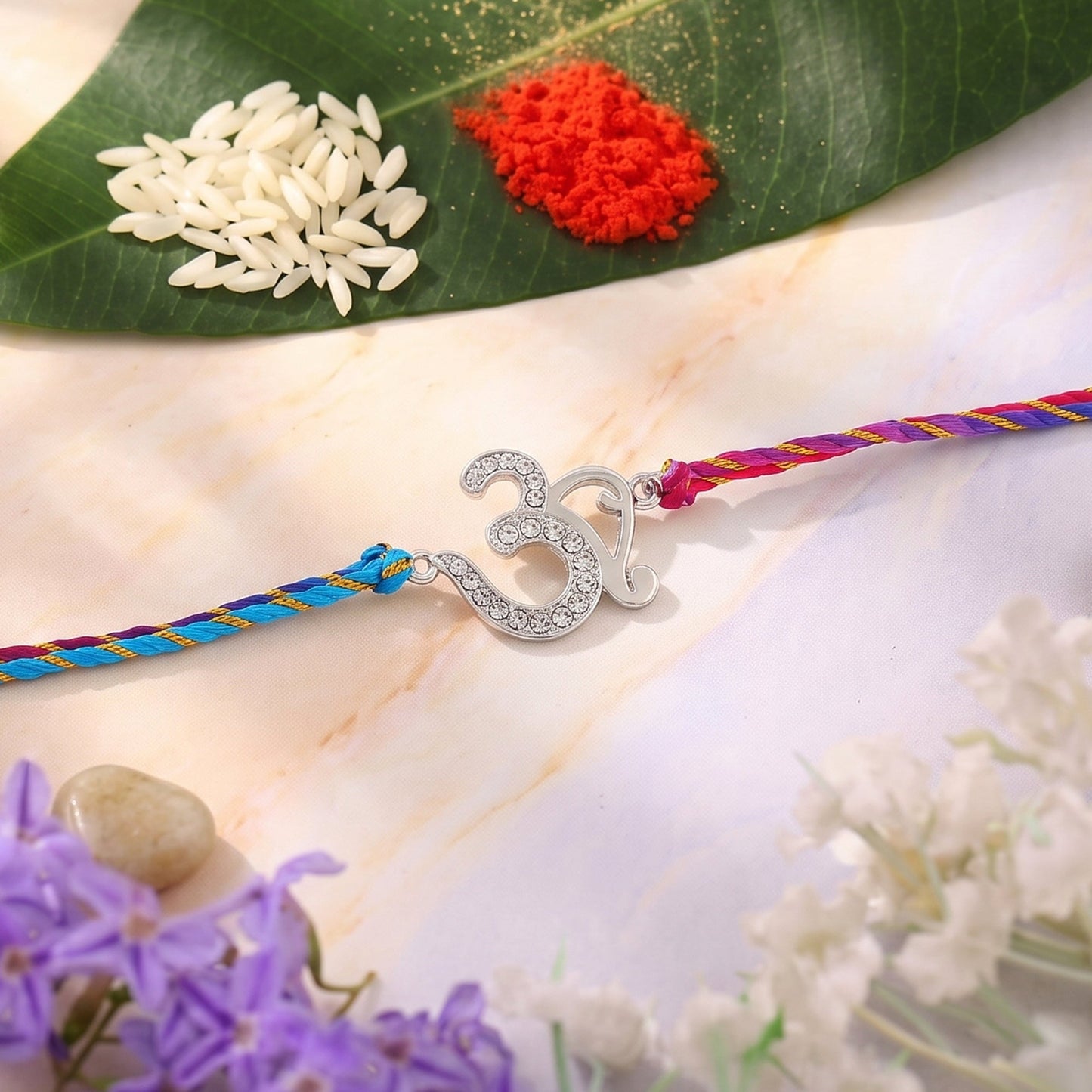 Rhodium Plated Auspicious Om Rakhi