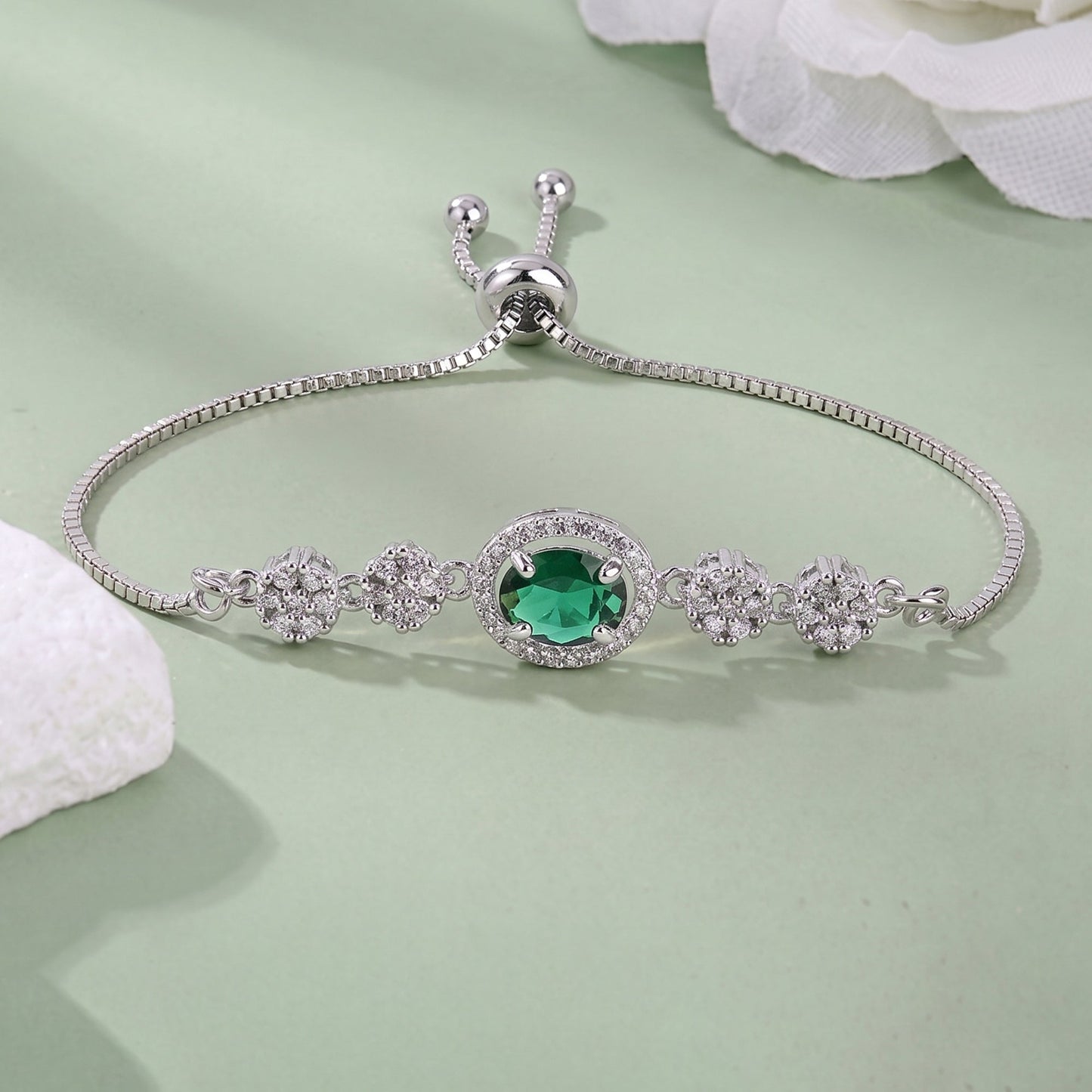 Nova Blossom CZ Green Bracelet
