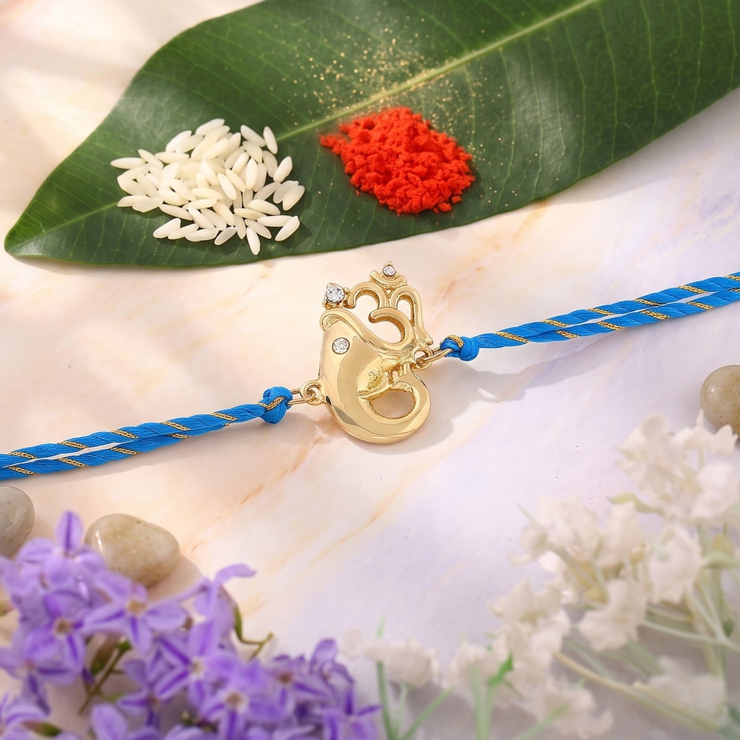 Premium Gold Plated Blessed Ganesh Rakhi