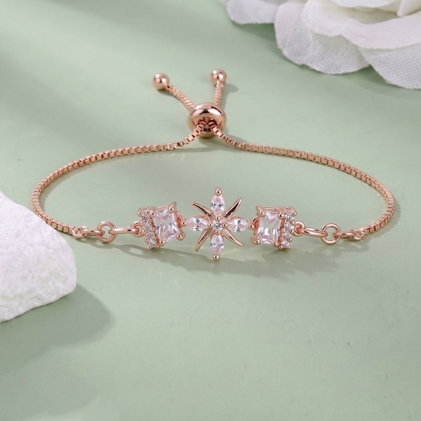 Crystal Aura Adjustable Chain Bracelet