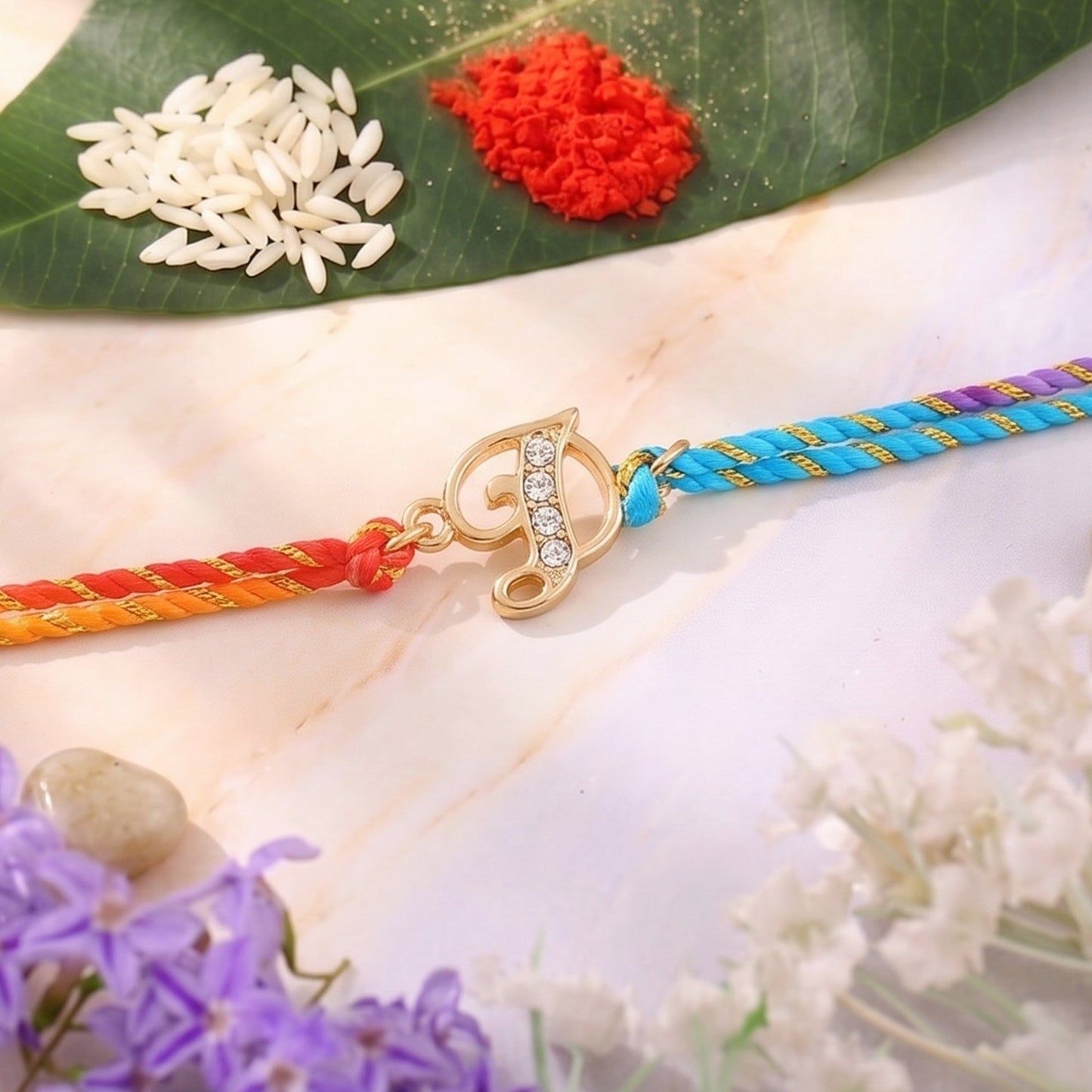 Gold Plated Artistic "D" Initials Rakhi