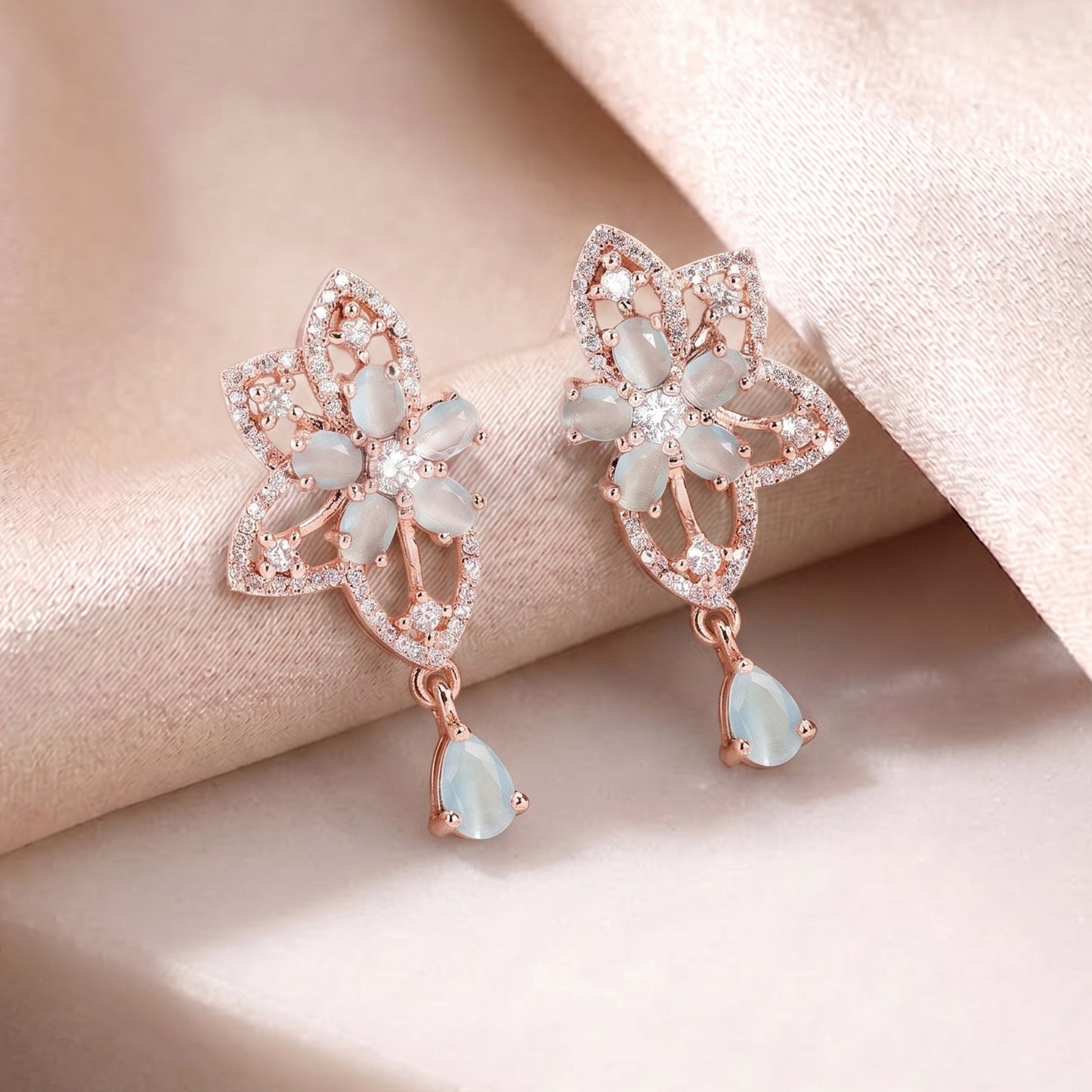 Mint Green Leaf Teardrop Earrings