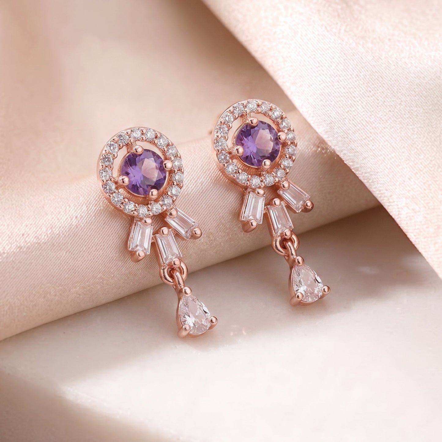 Purple Elegant Drop Earrings