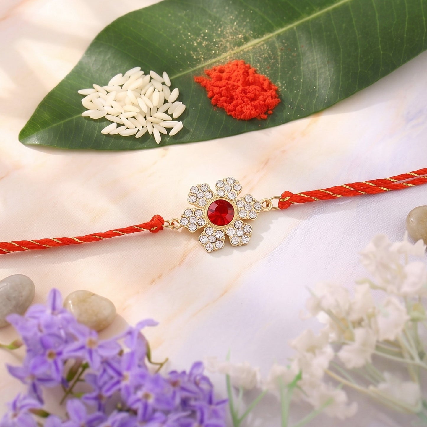 Premium Gold Plated Holy Floral Rakhi