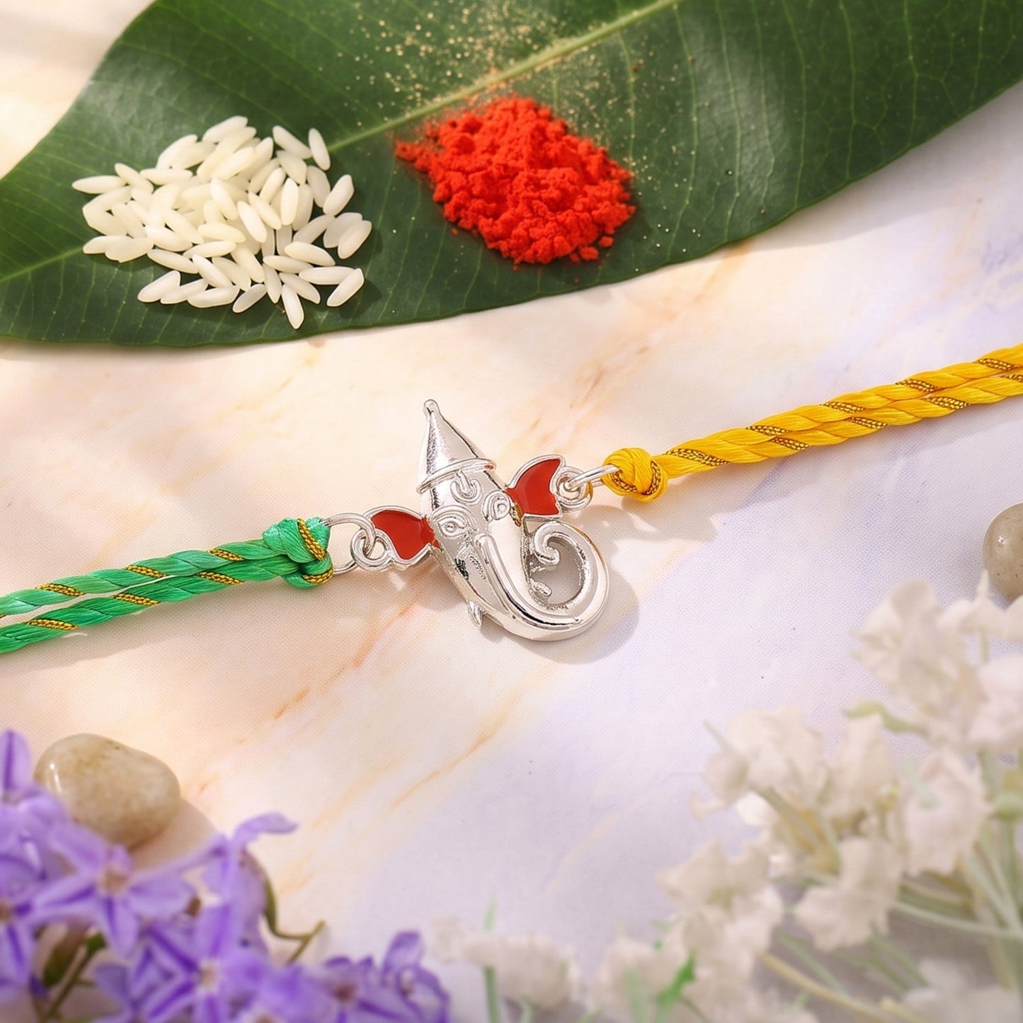 Rhodium Plated Shiney Ganesh Rakhi