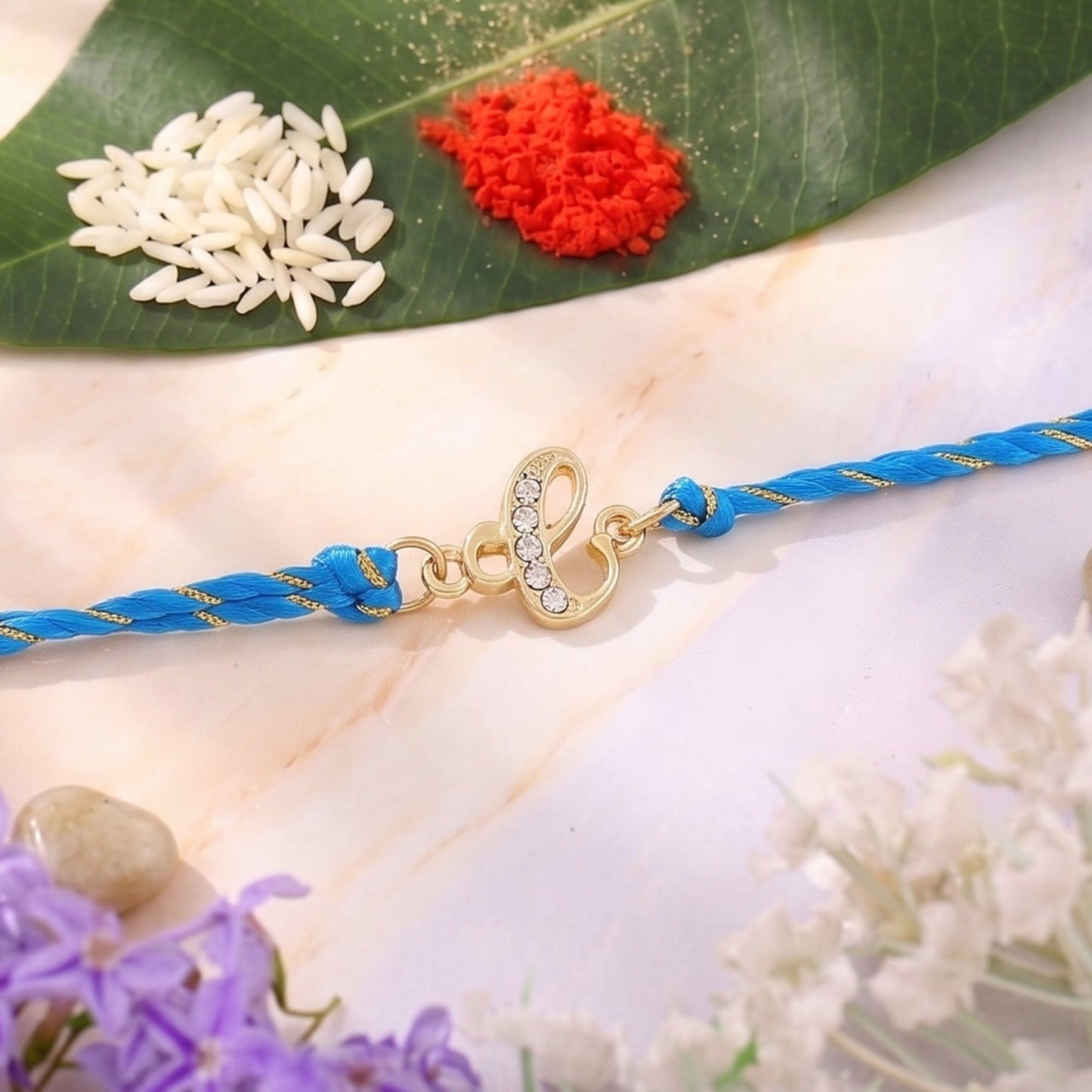 Gold Plated Designer "C" Initials Rakhi