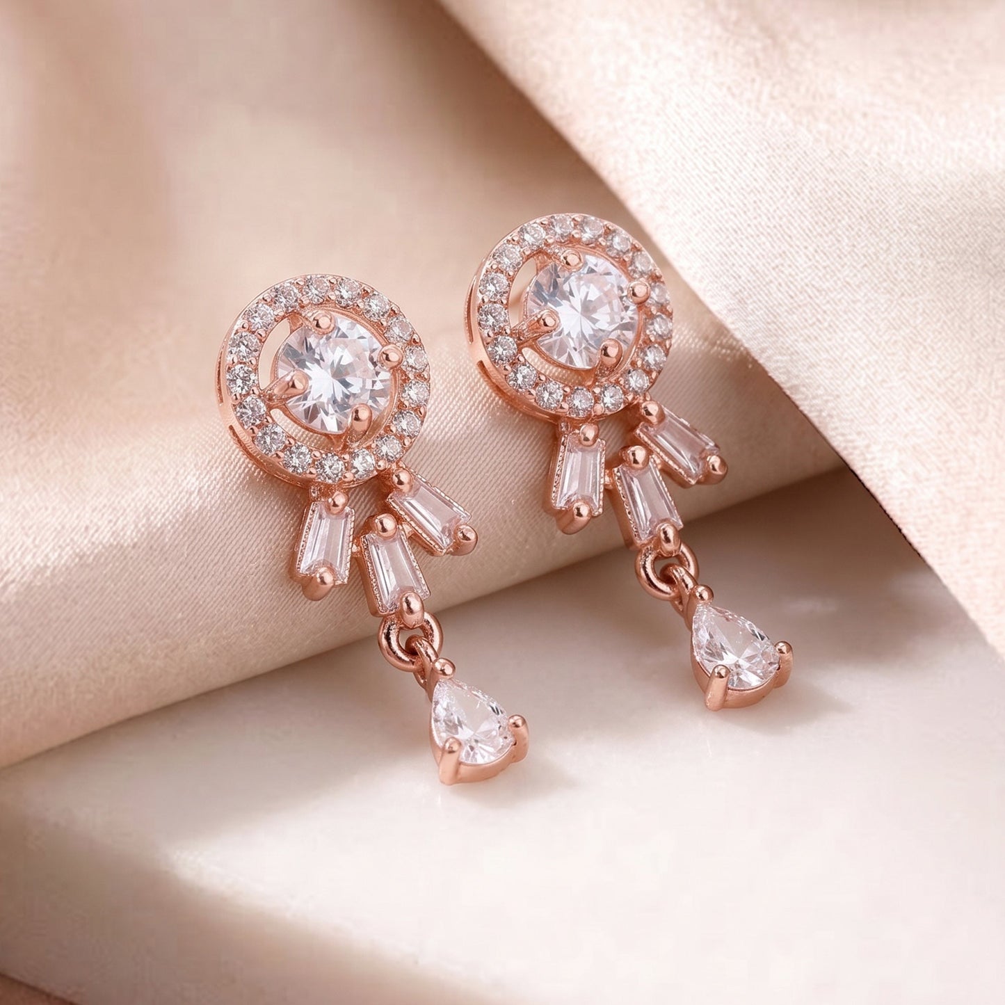 White Classic Glam Drop Earrings