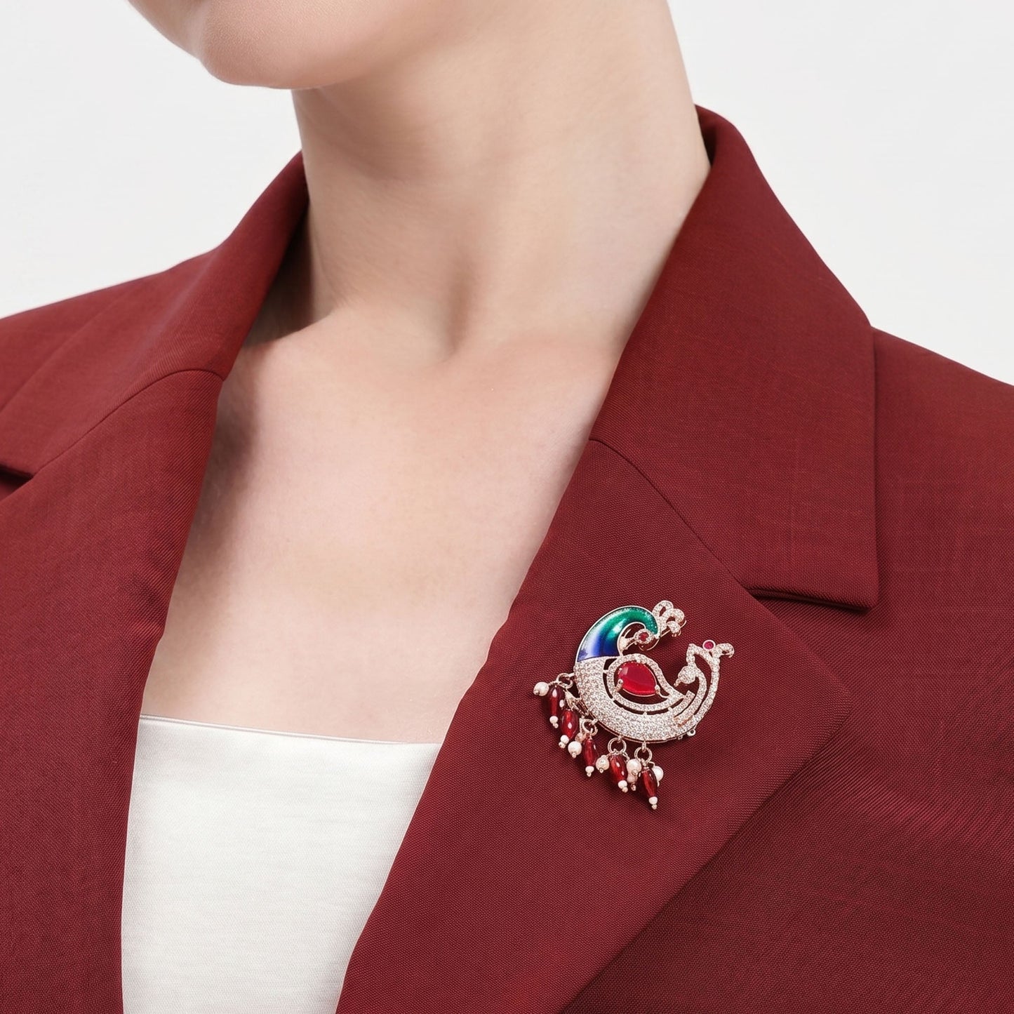 Mayura β Morbagh Ruby Drop Brooch