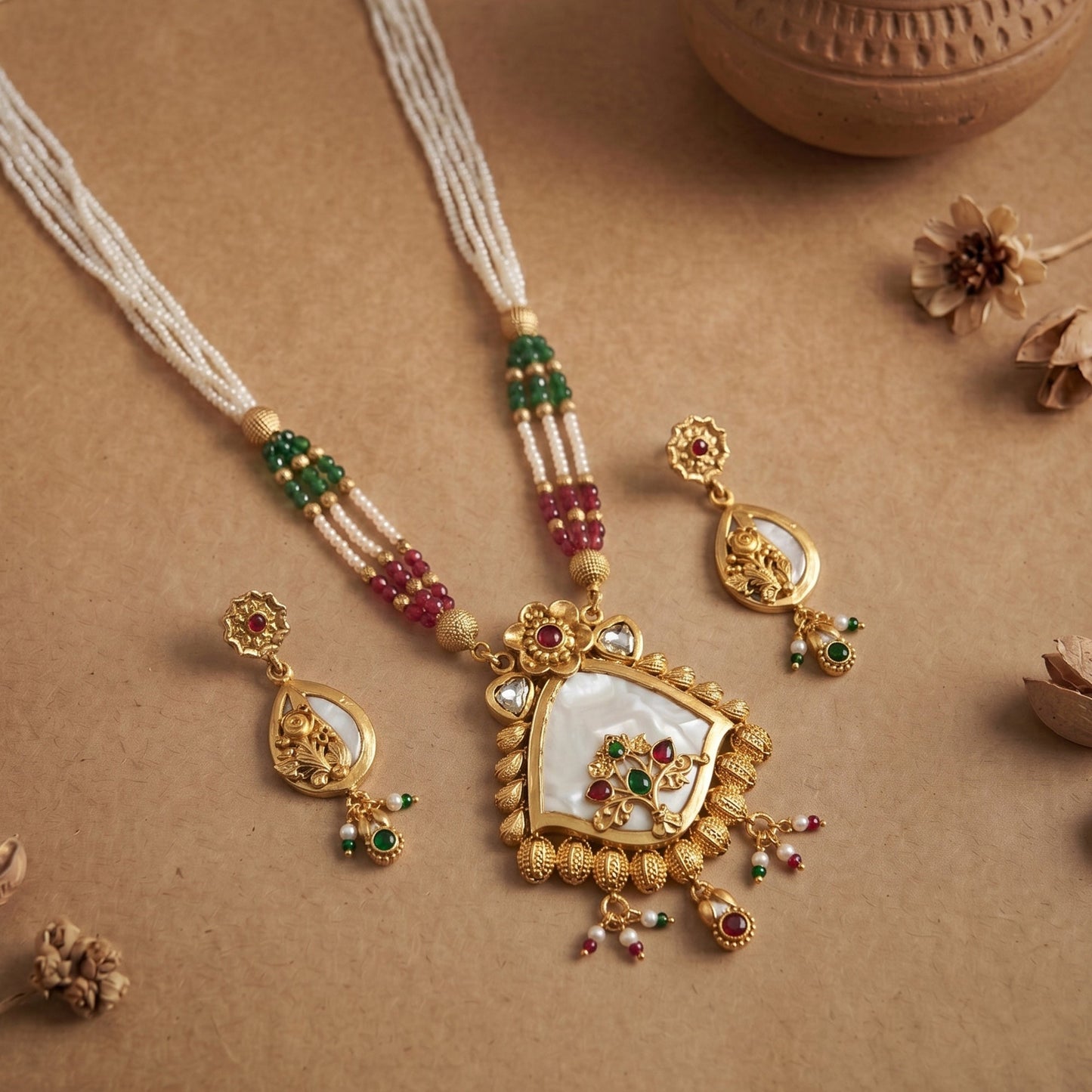 Temple Crescent Multicolor Necklace Set