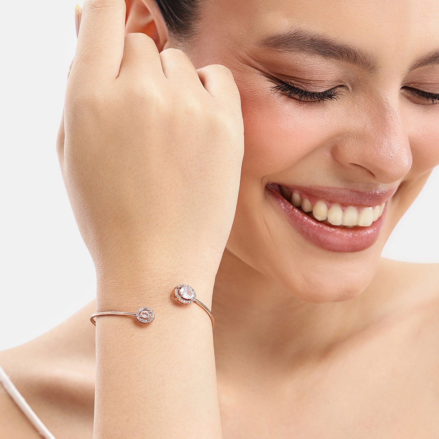 Rosegold CZ Oval Celebration Cuff Bracelet