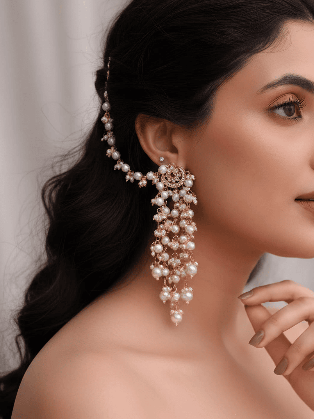 Tarangini Timeless Pachi Kundan-Pearl Earchain