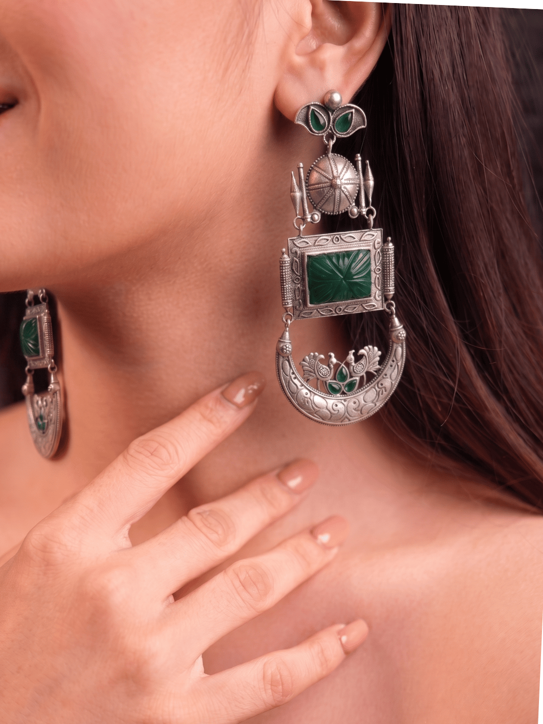 German silver dangler earring