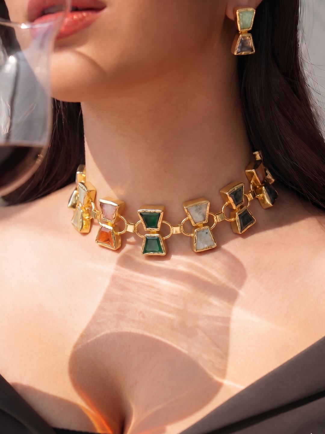 Ruffy Premium Stone Necklace Set