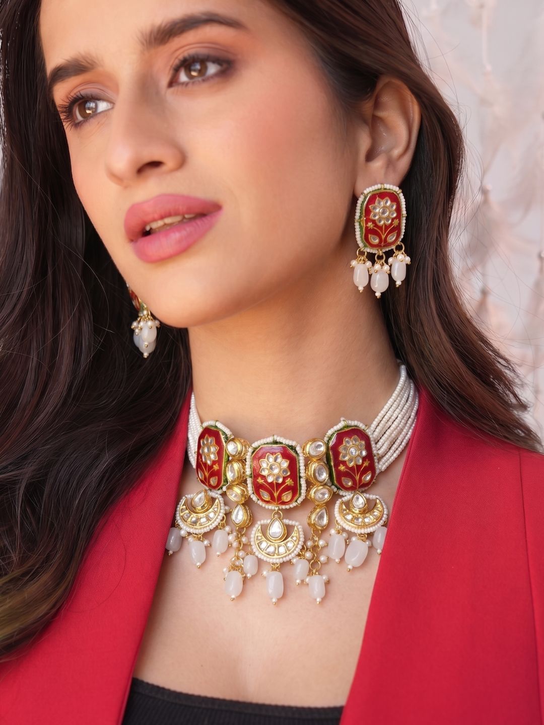 Scarlet Radiance Meenakari Set