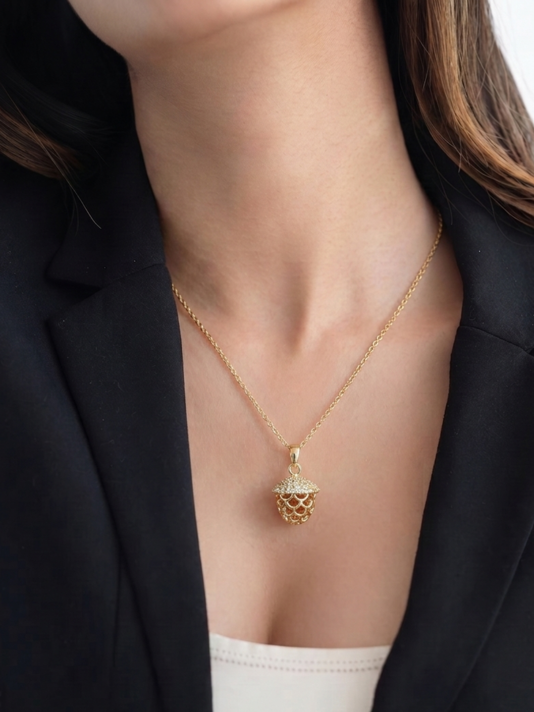 Autumn Acorn Pendant Necklace