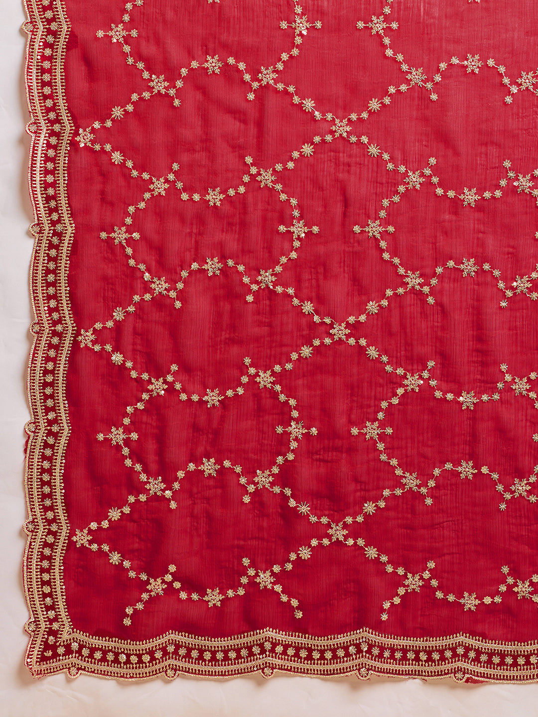 Dwija Fashion Red Party Wear Embroidered Jimmy Choo Saree With Unstitched Blouse