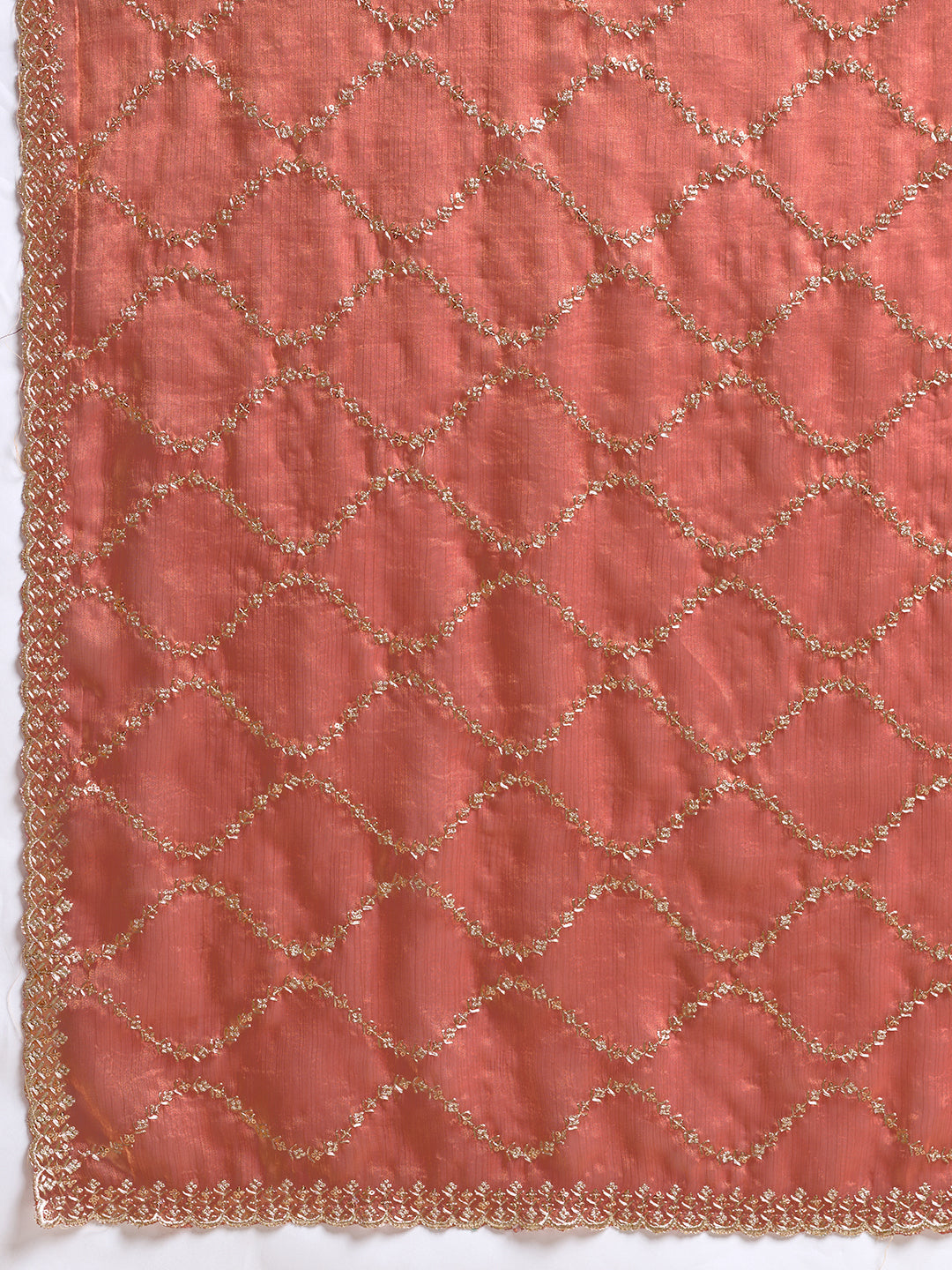 Dwija Fashion Peach Party Wear Embroidered Jimmy Choo Fandy Saree With Unstitched Blouse
