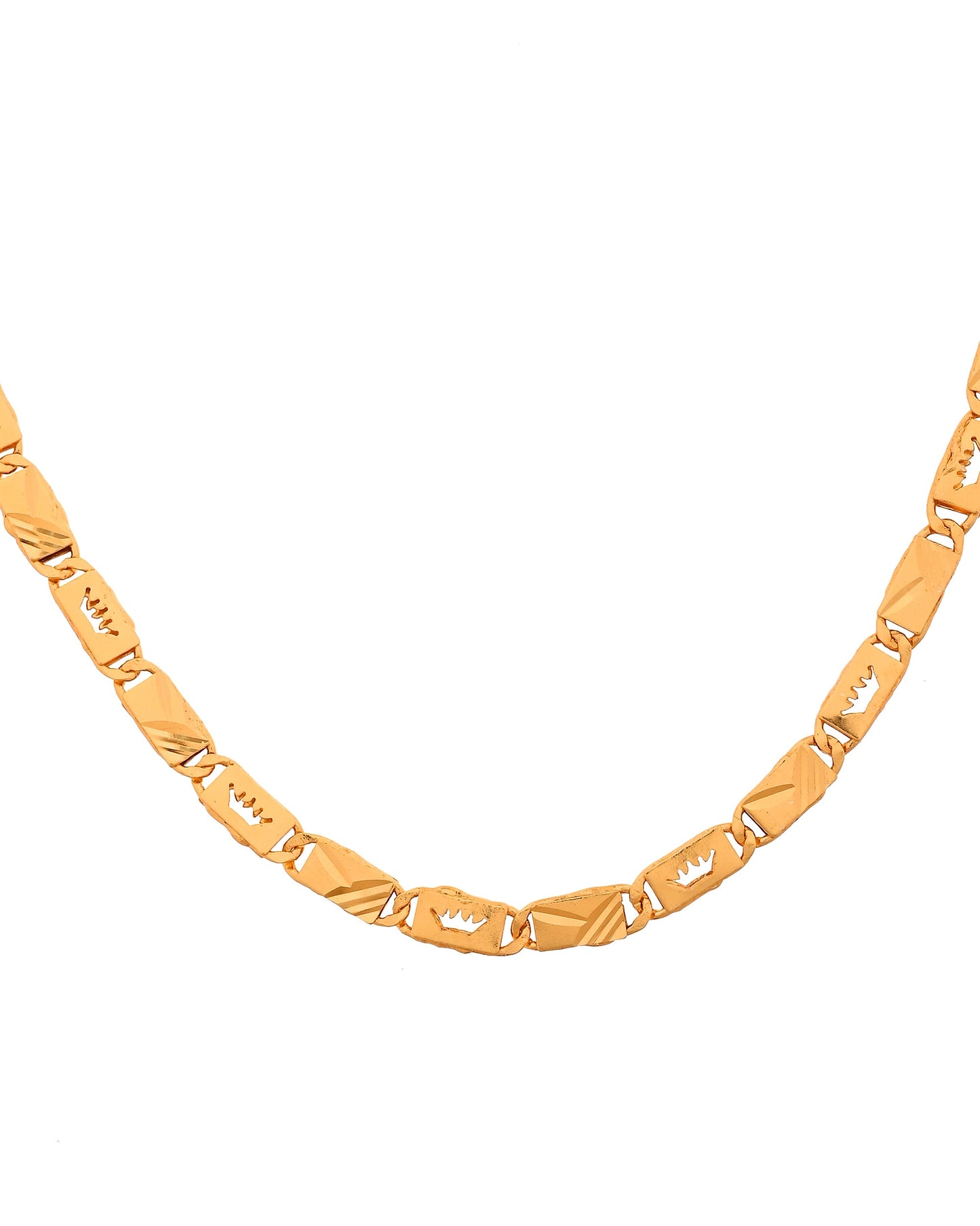 VOJ Gold Plated Crown Design Biscuit Chain For Men