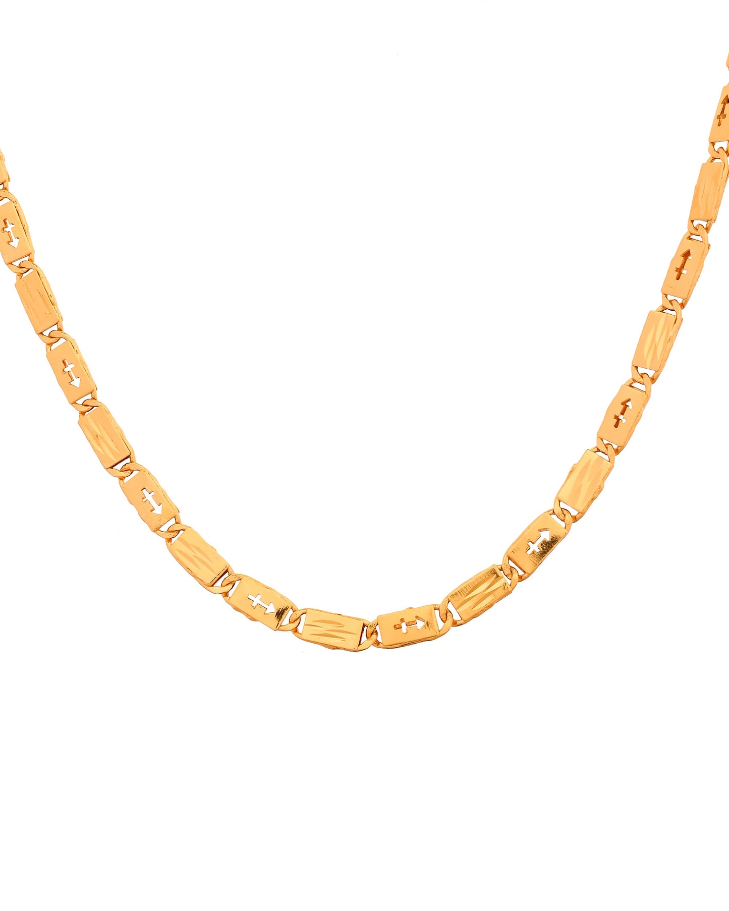 VOJ Gold Plated Arrow Design Biscuit Chain For Men