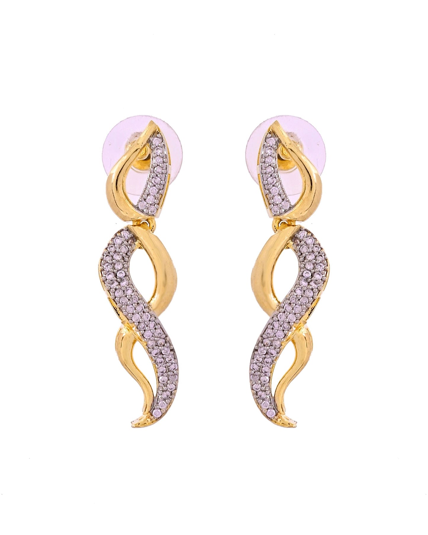 VOJ Gold Plated Waved Design Elegant Ad Jewellery Set