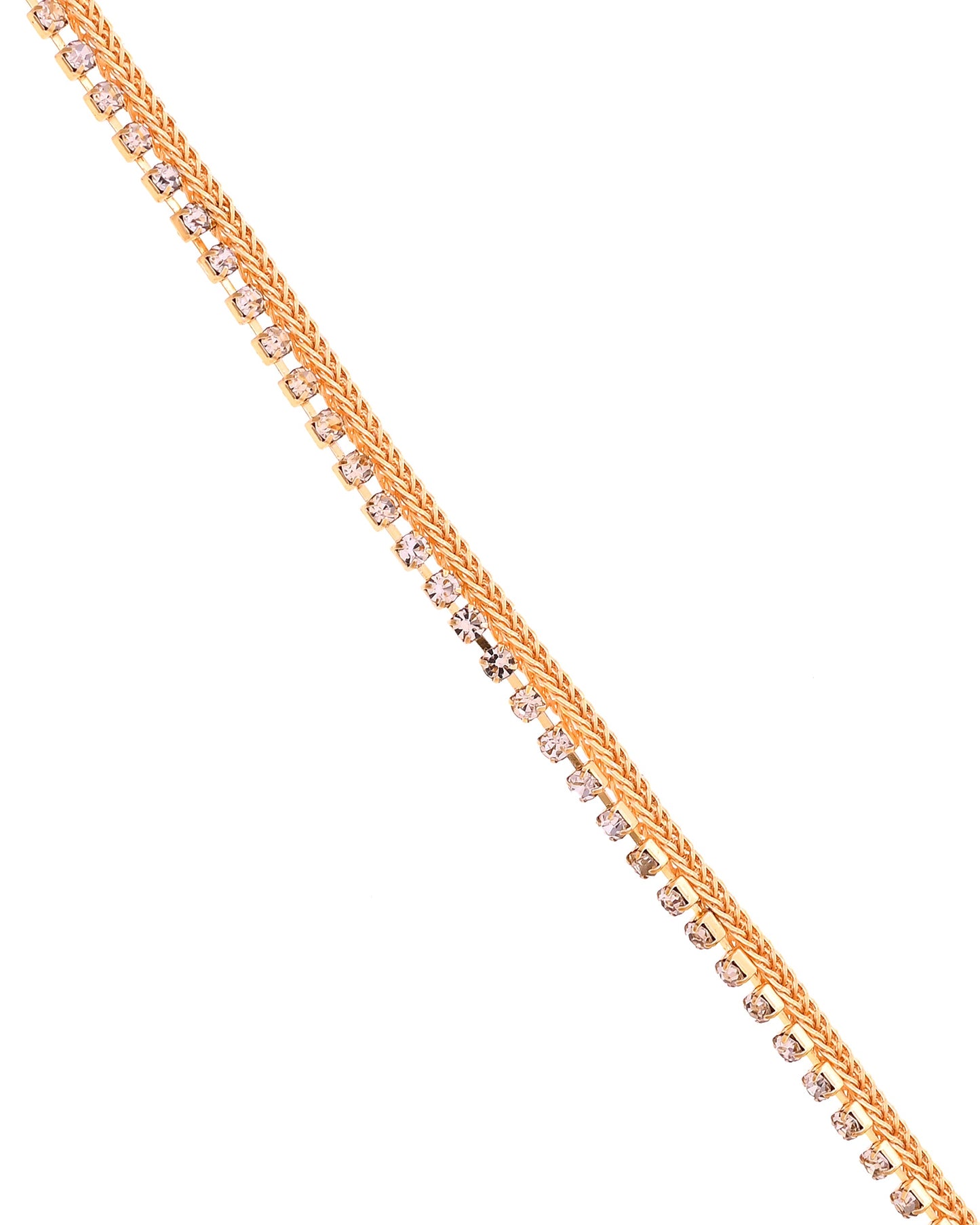 VOJ Set Of 2 Gold Plated Stone Studded Anklet