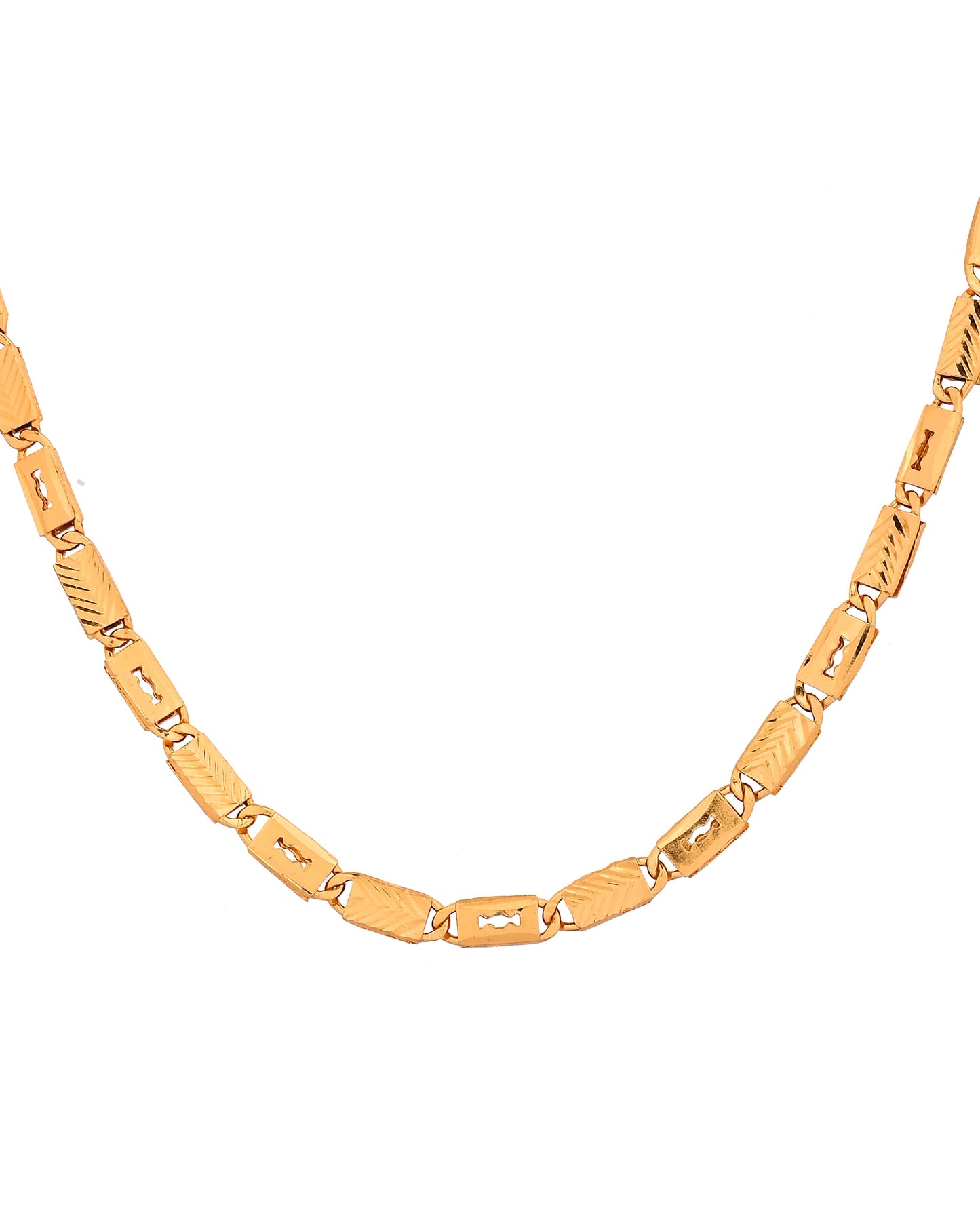 VOJ Gold Plated Toffee Designed Biscuit Chain For Men