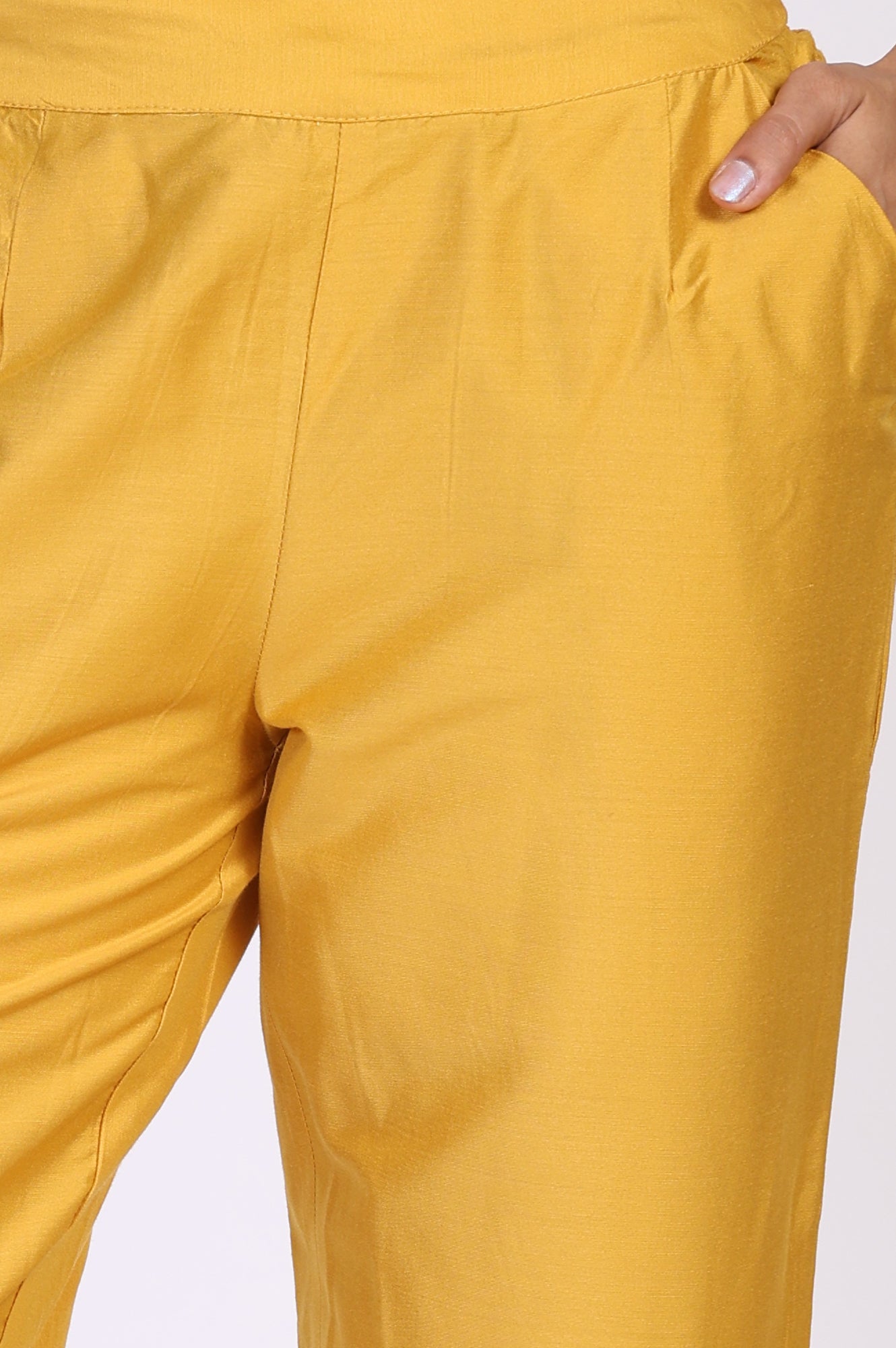 W for Woman Yellow Solid Straight Pant