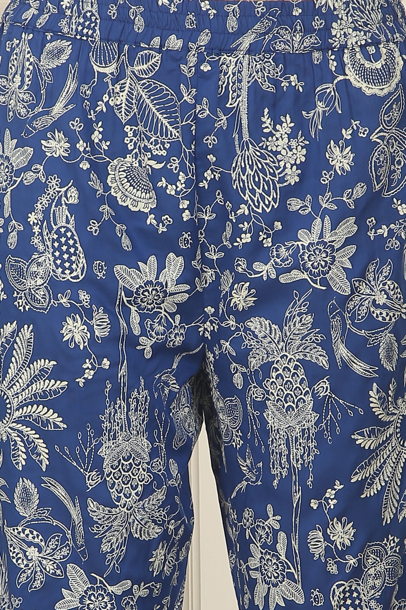 W for Woman Blue Floral Printed Modal Straight Kurta and Pants Co-ord Set