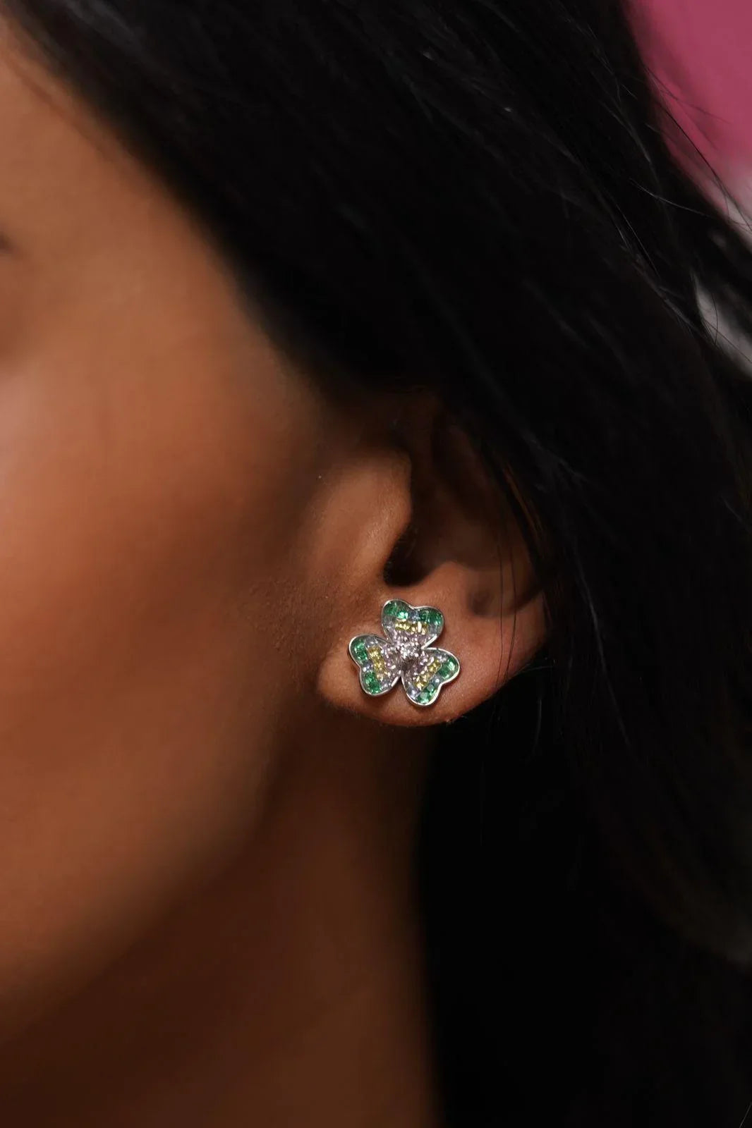 3 Petal Diana Diamond Studs | Invisible Setting