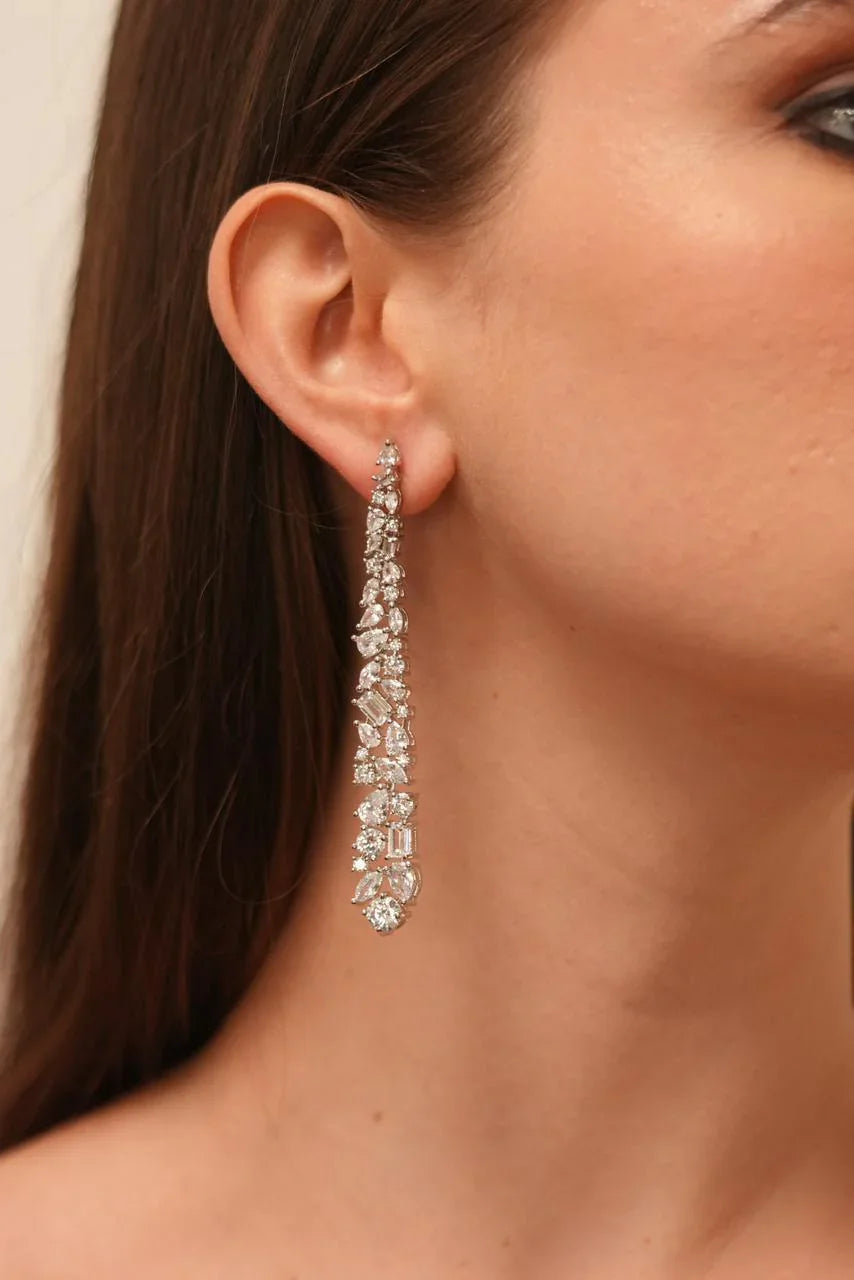 Diamond Glaze Long Earrings Multi Solitaire