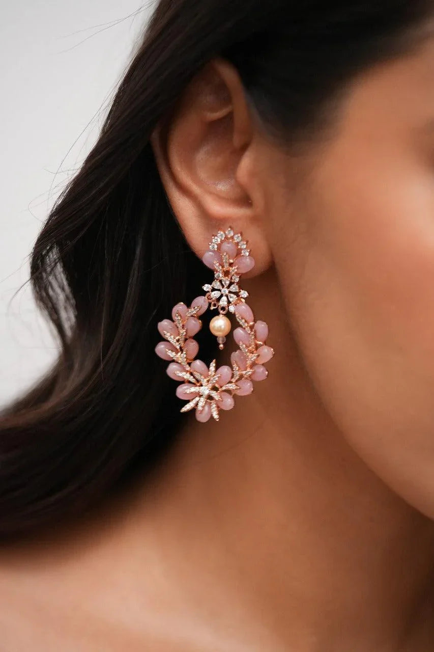 Nina Flash Floral Pastel Beaded Diamond Earrings | Lala Land Collection